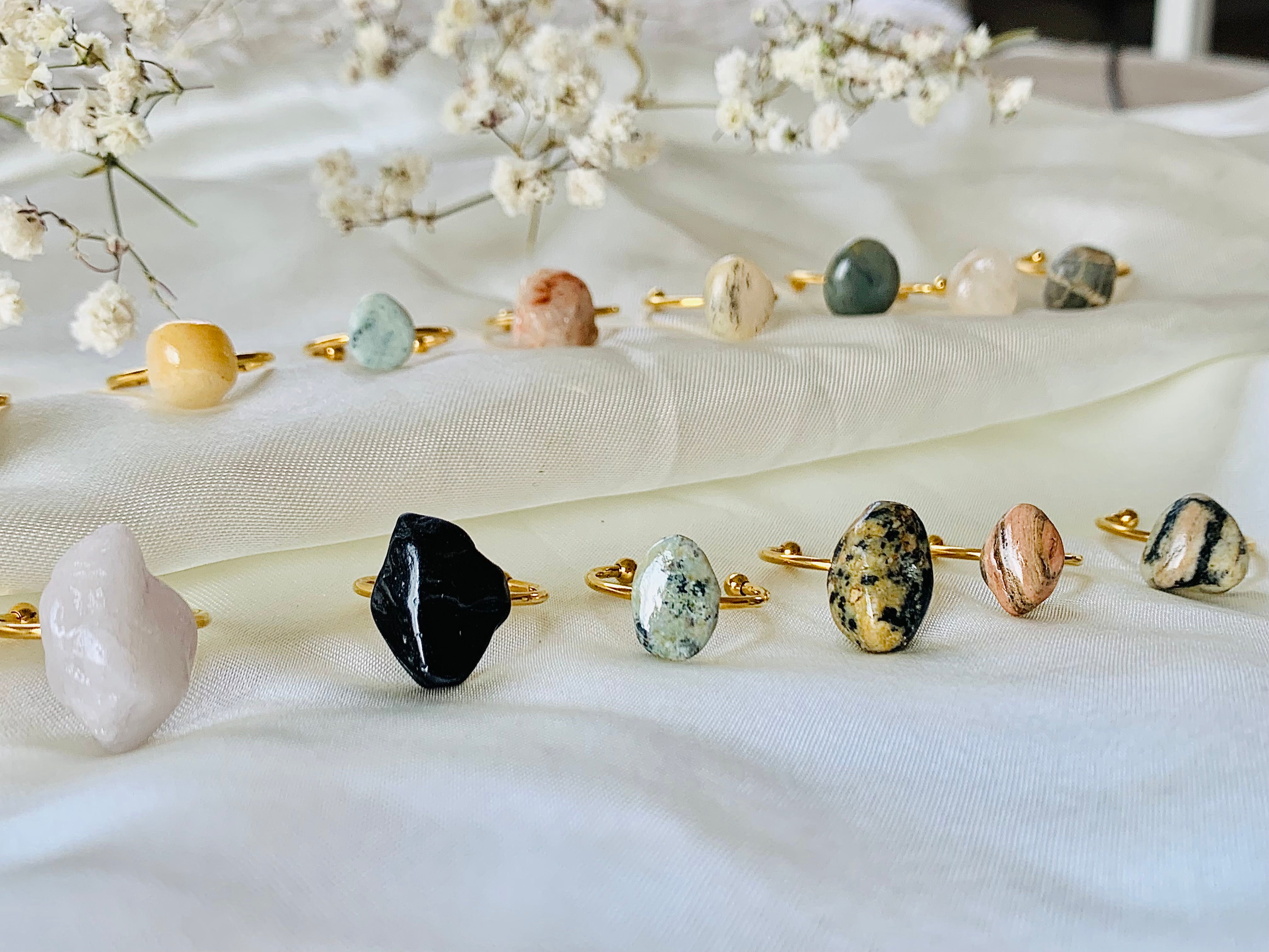 18K Gold Plated Raw Stone Rings – Monadikό Stones