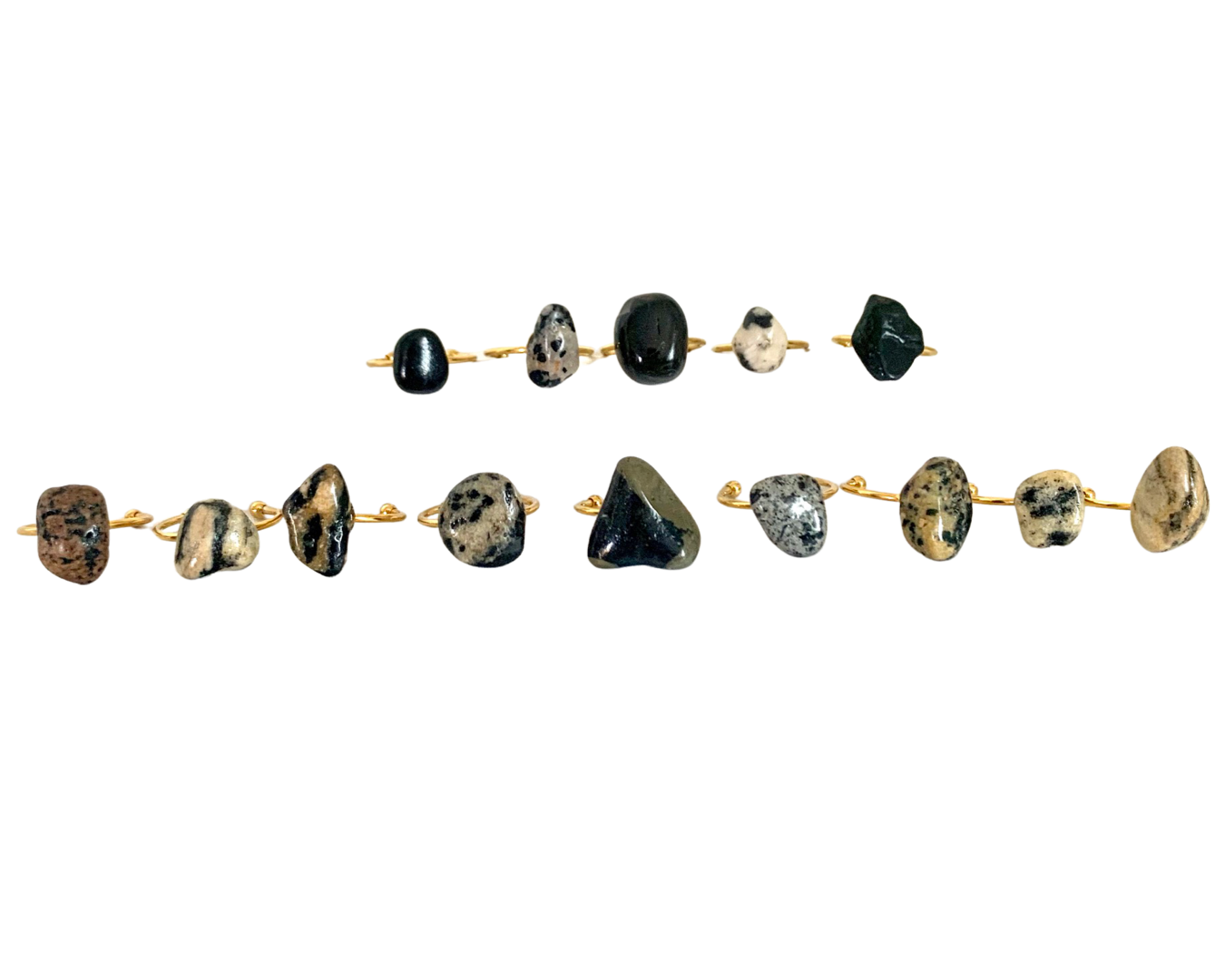 18K Gold Plated Raw Stone Rings