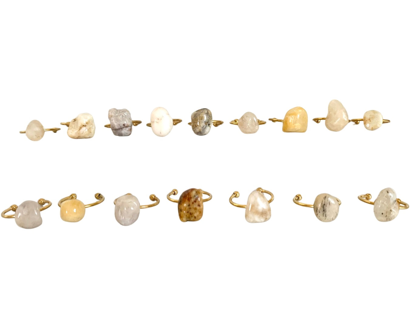 18K Gold Plated Raw Stone Rings